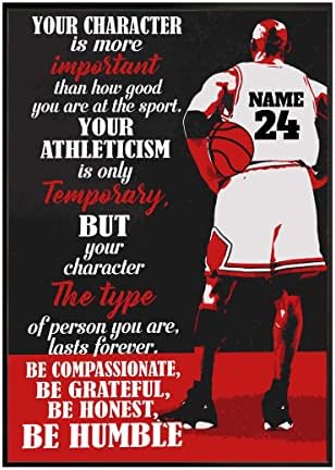 Personalized Character Is More Important Basketball Poster Inspirational Gift for Basketball Player Basketball Lover, Basketball Wall Art Boys Bedroom Man Cave Decor