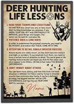 Personalized Deer Hunting Life Lessons Poster, Hunting Poster, Inspirational Gift for Hunters Hunting Lovers, Hunting Wall Art Print Man Cave Home Decor Unframed