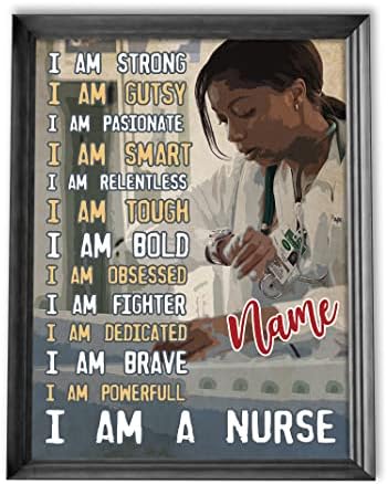 Personalized Black Nurse Poster, I Am Strong Nurse Gift, Inspirational Nursing Gift, Black Pride Gift, African American Nurse Wall Art Bedroom Office Decor Unframed