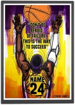 Personalized Don’t Be Afraid Of Failure Basketball Poster, Inspirational Quote Gift for Basketball Player Fan Sports Lover Wall Art Print Boys Bedroom Man Cave Decor