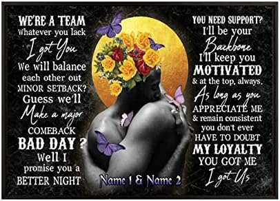 Personalized Whatever You Lack I Got You Black Couple Poster Gift for Afro African Couples Valentine Wedding Anniversary Black Love Wall Art Print Bedroom Decor, 18×12 in