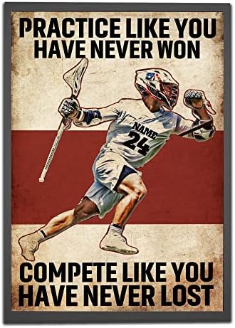 Godoprint Personalized Lacrosse Poster, Practice Like You Inspirational Lacrosse Gift for Lacrosse Player Lacrosse Lover, Lacrosse Wall Art Print Sports Boys Room Decor Unframed