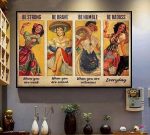 Mexico Aztec Poster, Gift For Mexican Gift For Hippie Mexican Folk Dancing Be Badass Girls Horizontal Poster, Vintage Retro Style Poster, Wall Art, Classic Design, Gift For Mexican 24″ x 36″