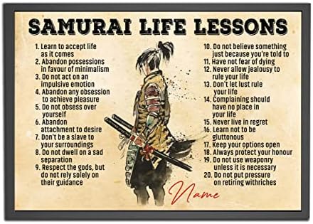 Personalized Samurai Poster, Samurai Life Lessons Poster, Inspirational Gift for Samurai Fans Lovers, Japanese Warrior Wall Art Print Home Decor Man Cave Decor Unframed