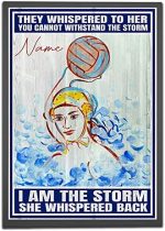 Personalized I Am The Storm Water Polo Poster Inspirational Gift for Water Polo Players, Water Polo Gift for Girls Women, Water Polo Wall Art Print Home Decor Unframed