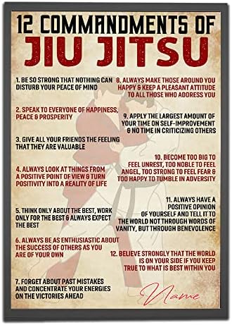 Personalized 12 Commandments of Jiu Jitsu Poster Motivational Gift for Jiu Jitsu Lover JiuJiteiro BJJ Brazilian Martial Arts Vintage Print Wall Home Club Decor Unframed