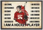 Godoprint Personalized Hockey Poster, I Am Strong Hockey Player Inspirational Gift for Hockey Lover, Hockey Wall Art, Hockey Boys Room Decor, Man Cave Decor Unframed