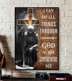 Jesus Cross Lion The Knight Templar Poster, I Can Do All Things God Who Strengthens Me Warrior Poster, Gift for Christians on Birthday Easter, Religious Gift, Vertical Wall Art Home Decor