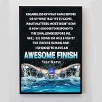 Swimmer I Choose To Have An Awesome Finish Poster, Personalized Motivational Swimming Wall Art, Gifts For Swimmer Swim Lover, Swimming Men, Coach, Swimming Enthusiasts, Inspirational Wall Art Unframed (3)