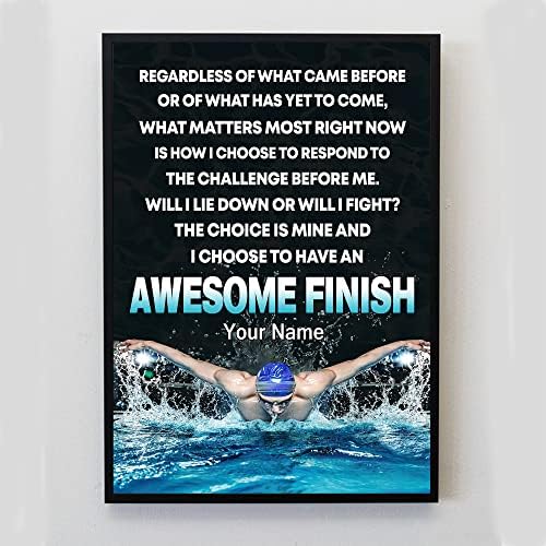 Swimmer I Choose To Have An Awesome Finish Poster, Personalized Motivational Swimming Wall Art, Gifts For Swimmer Swim Lover, Swimming Men, Coach, Swimming Enthusiasts, Inspirational Wall Art Unframed (3)