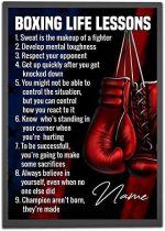 Personalized Boxing Life Lessons, Boxing Poster, Motivational Gift for Boxer Fighter Boxing Lover Boxing Gloves Wall Art Print Training Workout Room Club Studio Decor