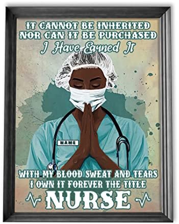 Personalized Black Nurse Poster, It Cannot Be Inherited Inspirational Nurse Gift, Nursing Gift, Black Pride Gift for Girls Women, Nurse Wall Art Print Bedroom Decor Office Decor