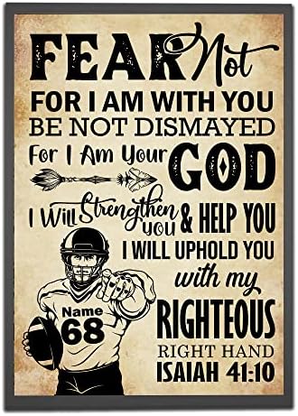 Personalized Fear Not For I Am With You American Football Poster, Gift for Football Players Sports Lovers Christian Wall Art Print Boy’s Bedroom Decor Man Cave Decor