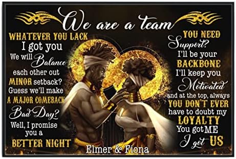 We Are A Team Personalized Black Couple Poster, Gift for Couple, Black Pride, Afro African American Black King Black Queen, Valentine’s Day, Wedding Anniversary, Wall Art Print Bedroom Decor