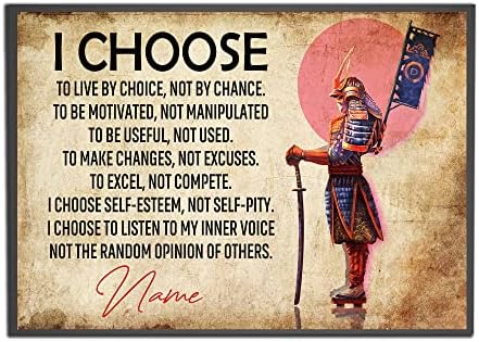 Personalized I Choose To Live By Choice Samurai Poster Inspirational Gift for Warriors Samurai Fans Lovers, Japanese Warrior Wall Art Print Home Man Cave Decor Unframed