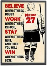 Personalized Believe When Others Doubt Ice Hockey Poster, Motivational Hockey Gift for Hockey Player Hockey Lover Wall Art Boys Bedroom Man Cave Decor Unframed