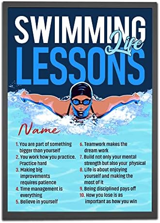 Personalized Swimming Life Lessons Poster, Motivational Swimming Wall Art, Gifts For Swimming Boy, Swimmer Swim Lover, Swimming Girl, Swimming Enthusiasts, Coach, Wall Art Unframed