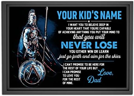 Personalized You Will Never Lose Spartan Poster, Warrior Poster, Motivational Gift for Son Spartans Lover, Spartan Wall Art Print Boys Bedroom Man Cave Decor No Frame