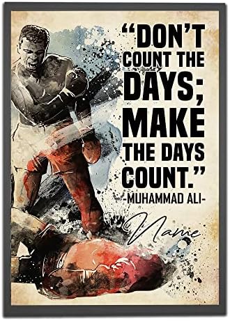 Personalized Don’t Count The Days Boxing Poster, Inspirational Quote Gift for Boxer Fighter Boxing Lover Fan Wall Art Print Training Workout Room Man Cave Decor