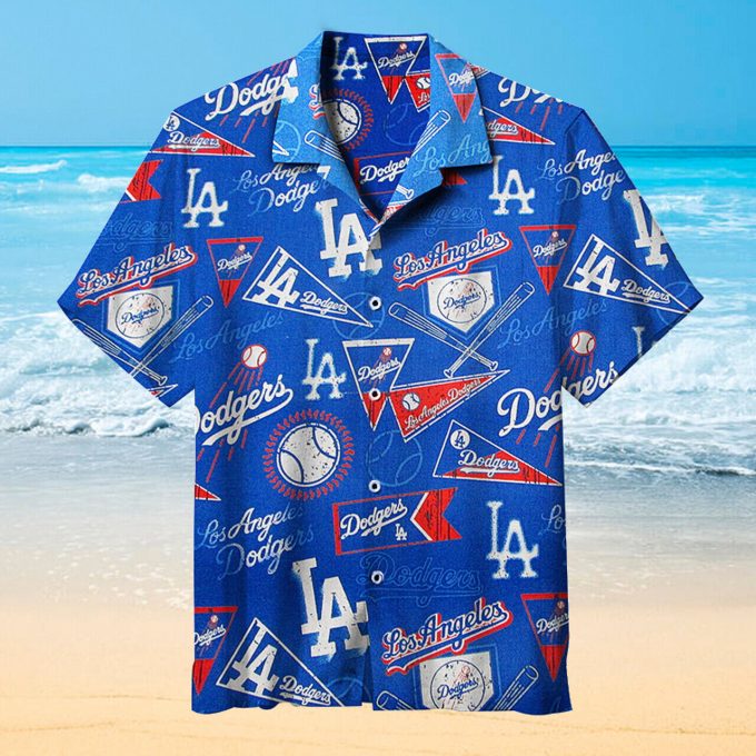 Los Angeles Dodgers Baseball Floral Aloha Hawaiian Shirt Summer Vacation