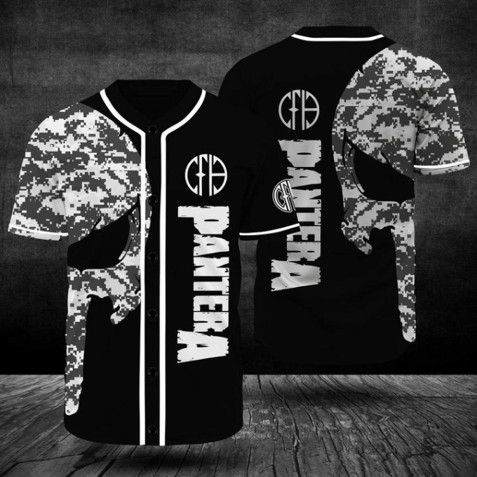 Men Skull Pantera Band Baseball Jersey Shirt Fanmade