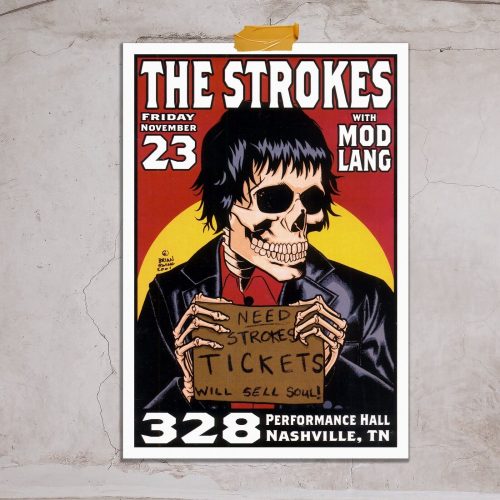 The Strokes Poster, Rock Concert, Music Vintage Wall Art Poster Framed Vertical