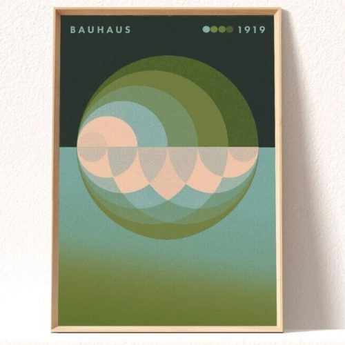 Green Geometric Bauhaus Poster, Bauhaus Art Print 12×18 NO FRAME