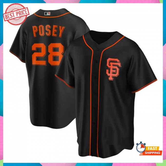 Buster Posey #28 Francisco Giants 2023 Season Black Aop Baseball Shirt Fanmade