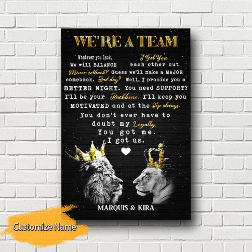 Lion Couple King And Queen Poster Personalized Couple Wall Art Valentine’s Gift