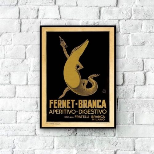 Fernet Branca Alligator Vintage French Poster, Vintage Food Drink Poster