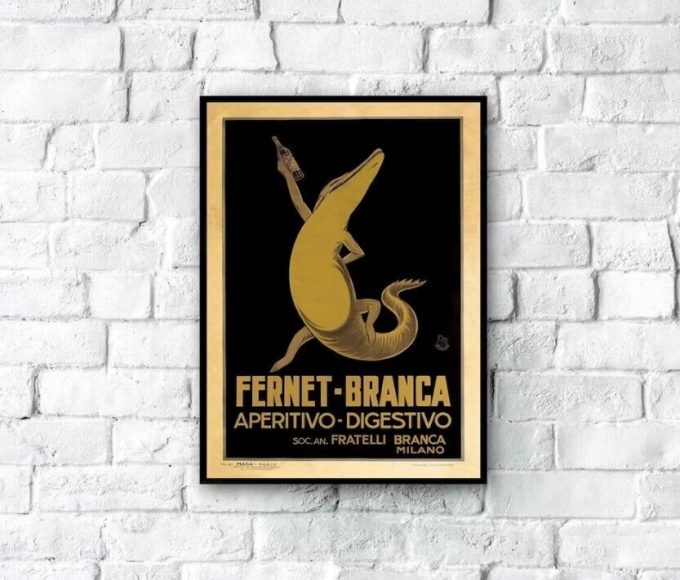 Fernet Branca Alligator Vintage French Poster, Vintage Food Drink Poster