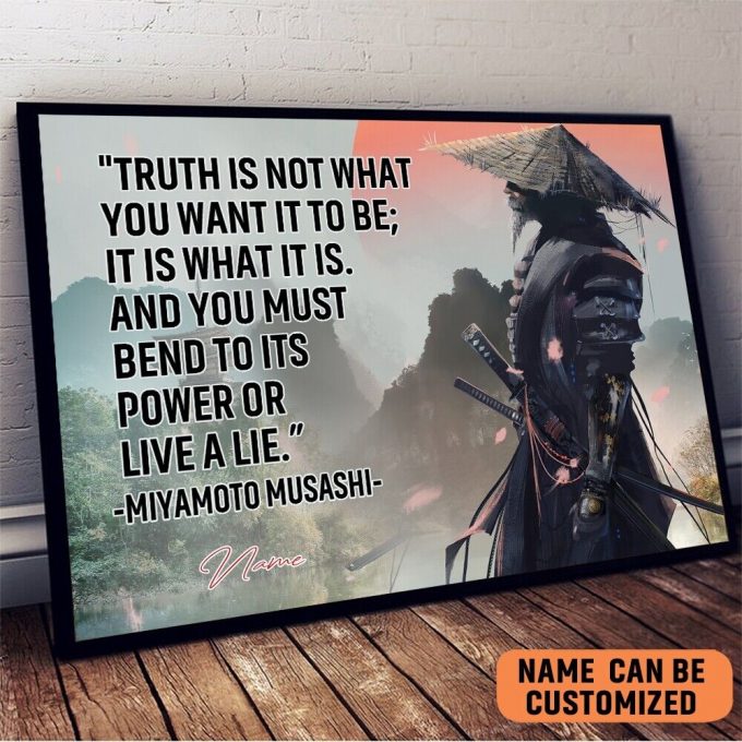 Miyamoto Musashi Japan Samurai Poster Art Print Inspire Quote Custom Gift Decor