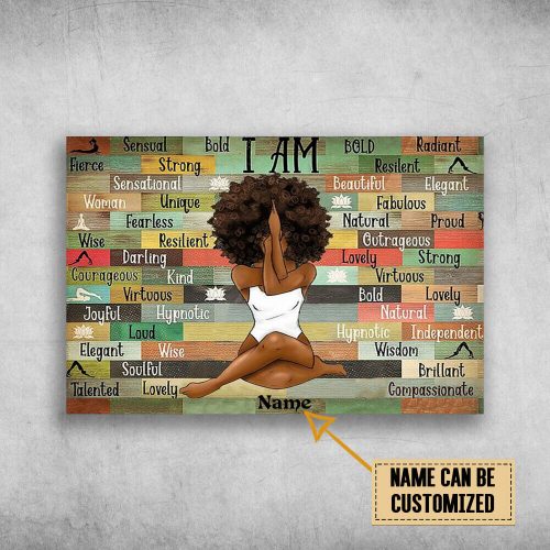 Customized I Am Bold Afro Black Girl Woman Yoga Poster Print Wall Art Decor Gift