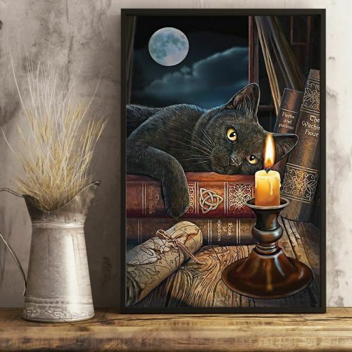 Moon Black Cats Vertical Art 12×18 No Frame Poster For Indoor Home Decoration