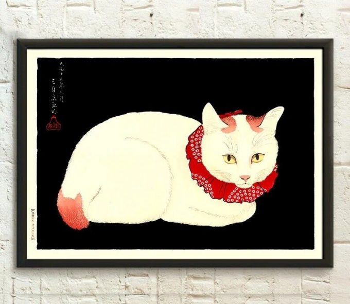 Japanese Art Print – White Cat 1934 – Ukiyo Poster Japan Art Japanese Wall Art