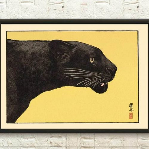 Japanese Art Print – Black Panther 1934 – Ukiyo Poster Japan Art 18×12 Print