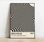 Bauhaus exhibition poster, linear design, modern home decoration, print poster