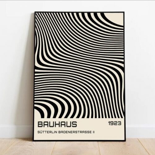 Bauhaus exhibition poster, linear design, modern home decoration, print poster