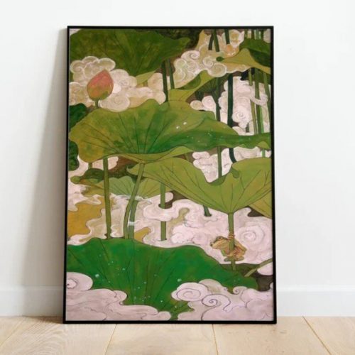 Japanese Plants And Frog Vintage Poster 12×18 No Frame