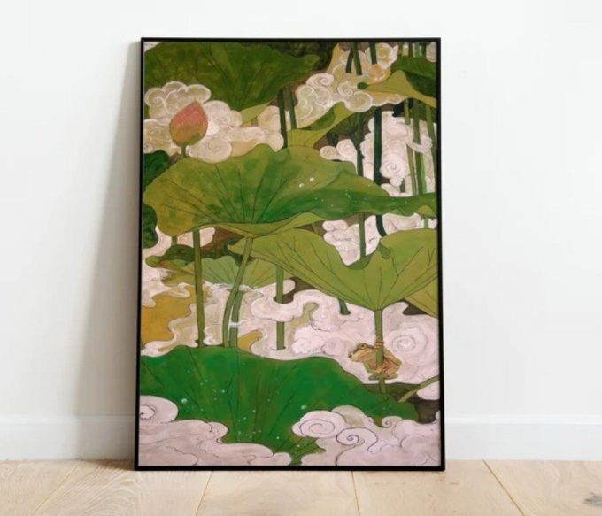 Japanese Plants And Frog Vintage Poster 12×18 No Frame