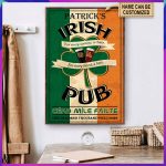 Personalized Saint Patrick’s Day Irish Pub Customized Poster Unframed