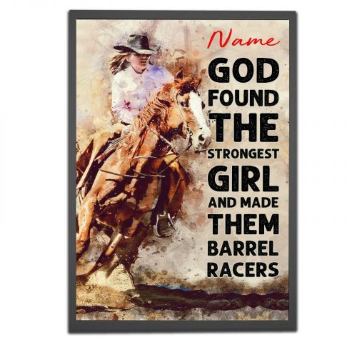 Barrel Racing Cowgirl Poster Horse Racing Sports Wall Art Home Decoration Custom