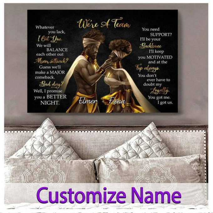 Black Afro Couple Poster Black King &Amp;Amp; Queen We’Re A Team Poster Valentine’S Gift