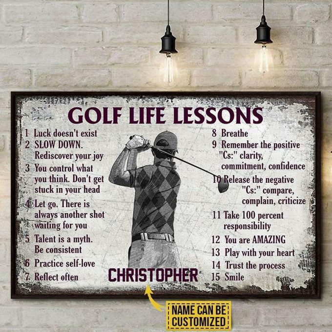 Personalized Golf Life Lessons Poster Unframed Motivation Wall Art Home Decor