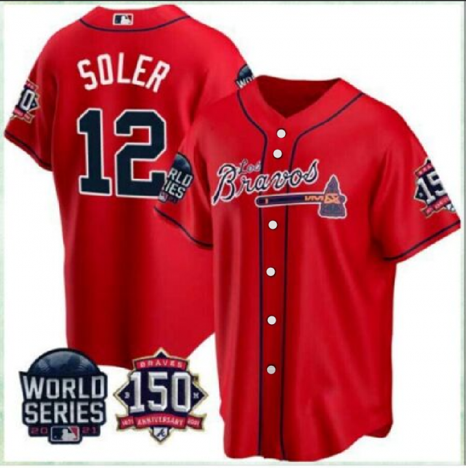 Atlanta Braves Jorge Soler Los Bravos World Series Red Printed Baseball Jersey