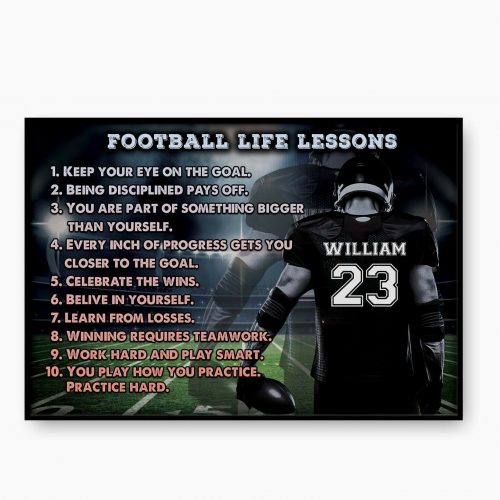 Personalized Football Life Lessons Poster Unframed Wall Art Sports Home Decor