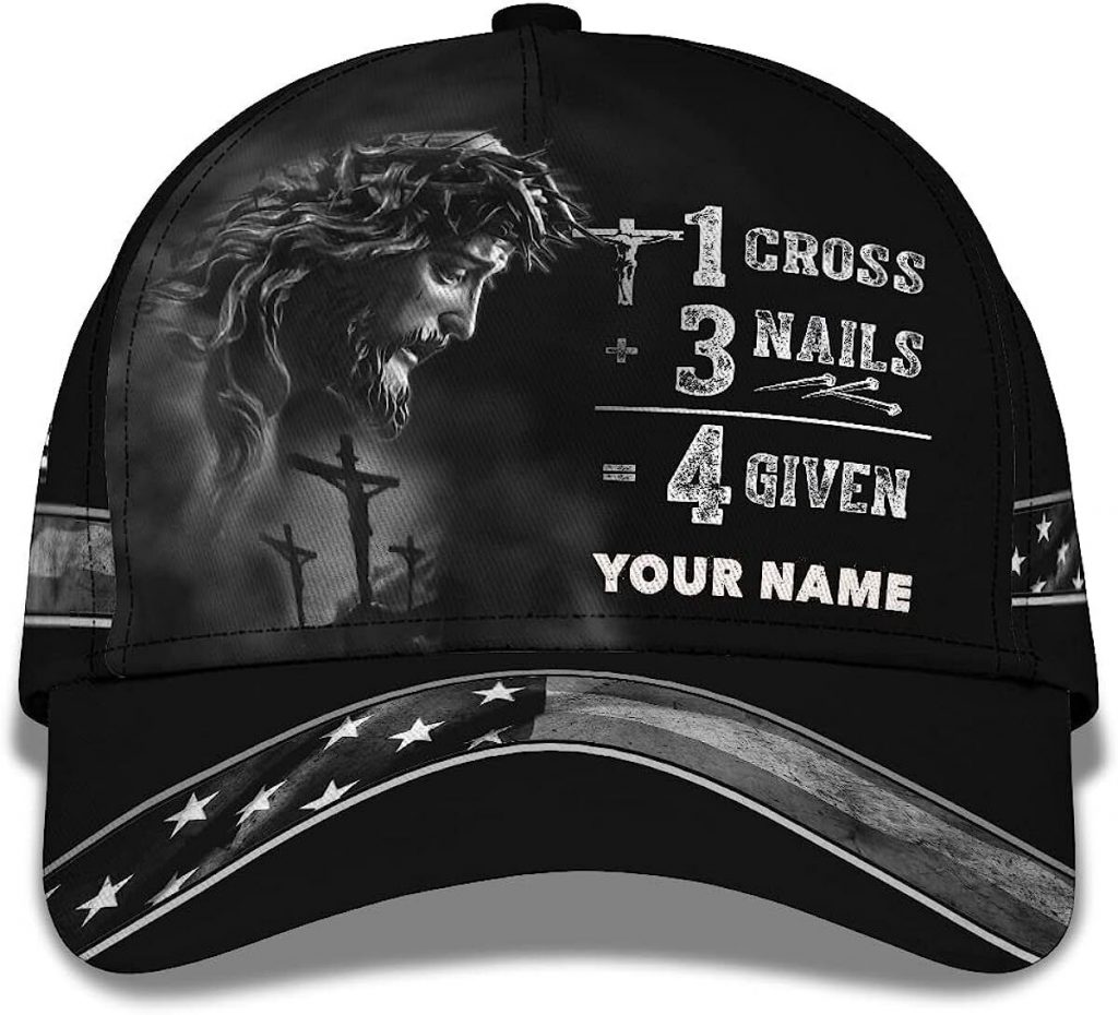 Custom Name 1 Cross + 3 Nails = 4 Given Baseball Cap Gift For Christian