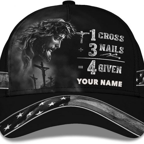 Custom Name 1 Cross + 3 Nails = 4 Given Baseball Cap Gift For Christian