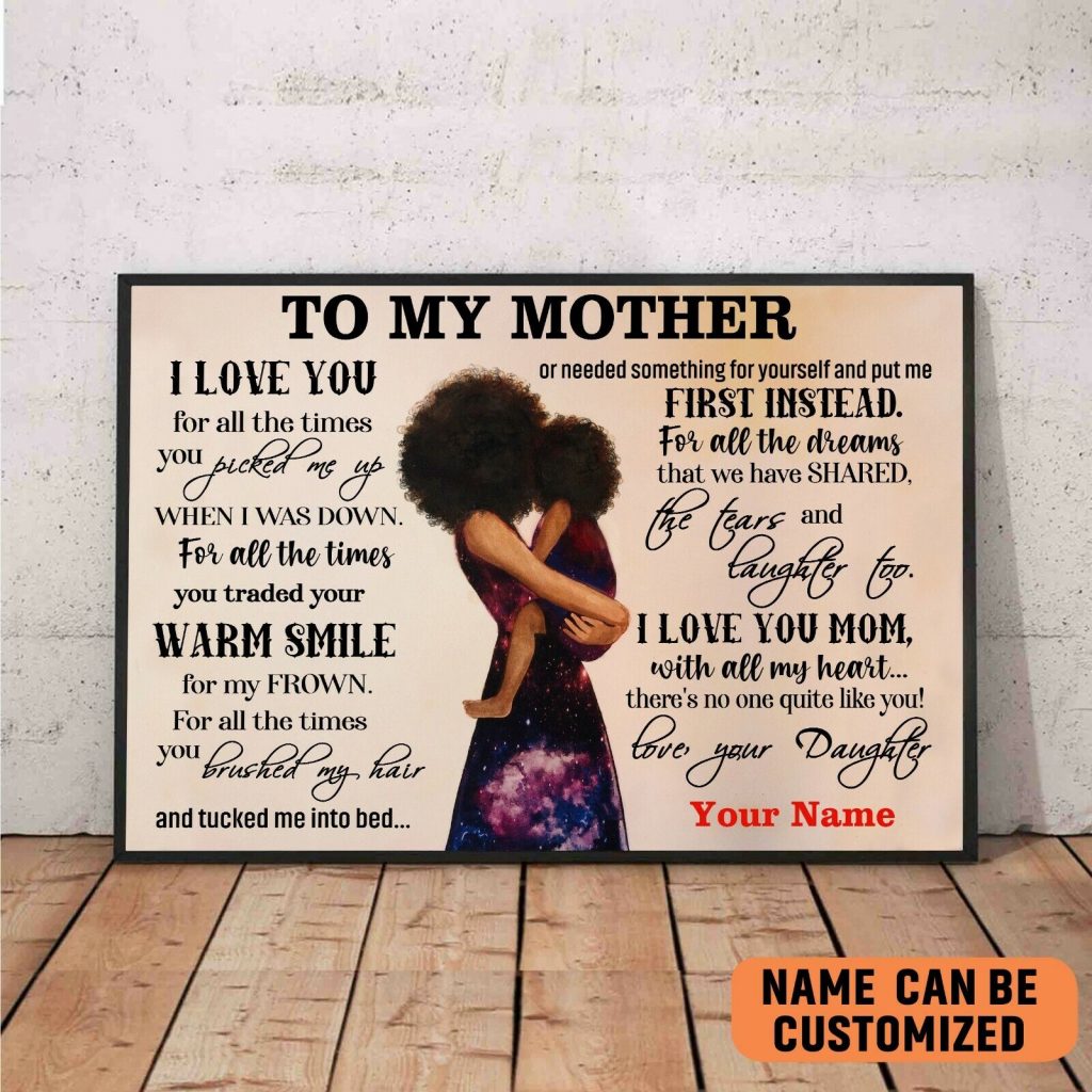 To My Mother Black Mom Poster Black Afro Gift For Mom From Daughter Mother’S Day