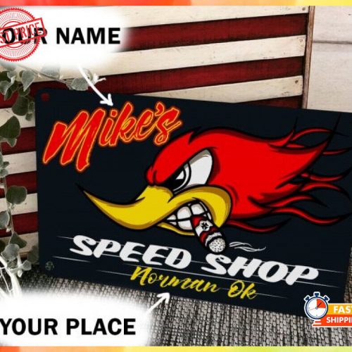 Personalized Speed Shop Hot Rod Meta Sign Poster